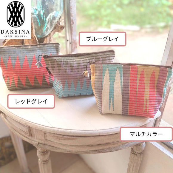 《Plant dyeing / hand weaving》 Traditional woven fabric Ranran Pouch with gusset