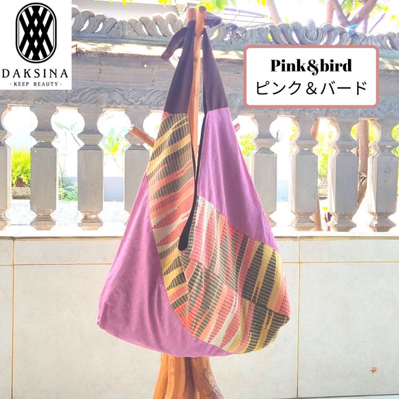 [Plant dyeing / hand weaving] Azuma bag Ikat mix using traditional woven fabric Ranran